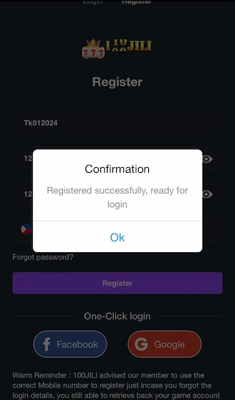Step 3: Click "Register" and complete betting account registration.