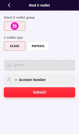 Step 3: Choose a suitable account type and fill in your withdrawal account number.